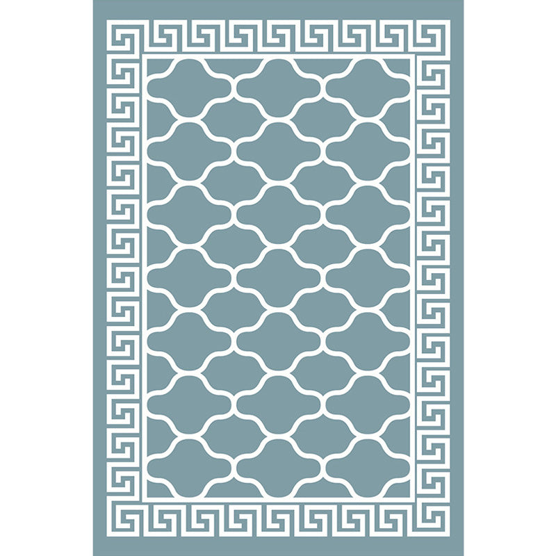 Retro Geometric Flower Pattern Rug Blue and Green Southwestern Rug Polyester Pet Friendly Non-Slip Backing Washable Area Rug for Living Room Clearhalo 'Area Rug' 'Rugs' 'Southwestern' Rug' 1767121
