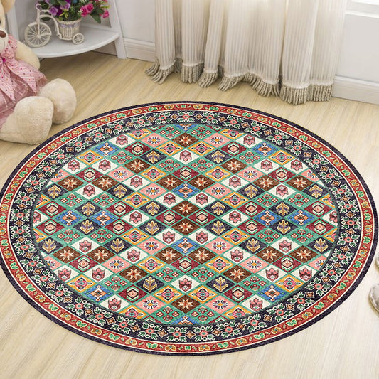 Unique Tribal Rhombus Pattern Rug Multicolor Moroccan Rug Polyester Pet Friendly Non-Slip Backing Washable Area Rug for Living Room Green Clearhalo 'Area Rug' 'Rugs' 'Shabby Chic' Rug' 1767133
