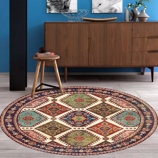 Unique Tribal Rhombus Pattern Rug Multicolor Moroccan Rug Polyester Pet Friendly Non-Slip Backing Washable Area Rug for Living Room Dark Red Clearhalo 'Area Rug' 'Rugs' 'Shabby Chic' Rug' 1767136
