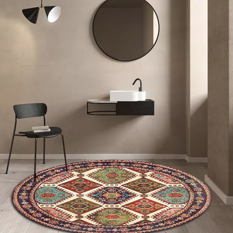 Unique Tribal Rhombus Pattern Rug Multicolor Moroccan Rug Polyester Pet Friendly Non-Slip Backing Washable Area Rug for Living Room Clearhalo 'Area Rug' 'Rugs' 'Shabby Chic' Rug' 1767137