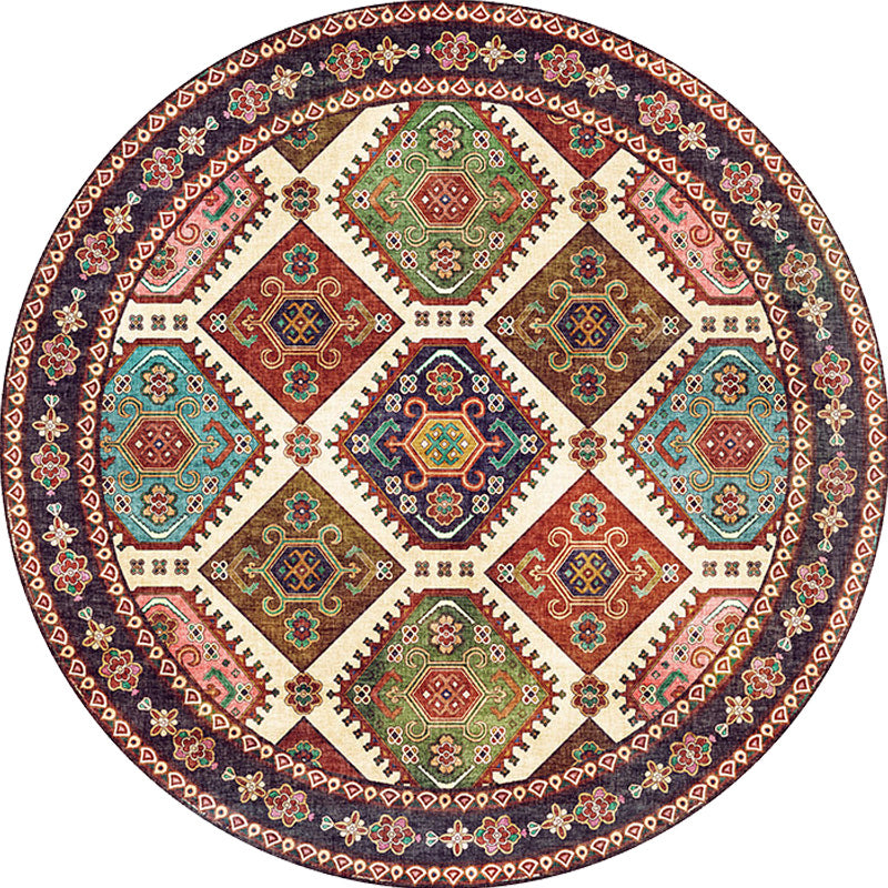 Unique Tribal Rhombus Pattern Rug Multicolor Moroccan Rug Polyester Pet Friendly Non-Slip Backing Washable Area Rug for Living Room Clearhalo 'Area Rug' 'Rugs' 'Shabby Chic' Rug' 1767138