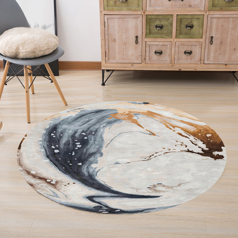 Contemporary Watercolor Pattern Rug with Swirl Stripe Multicolor Polyester Rug Non-Slip Backing Washable Pet Friendly Carpet for Bedroom Blue Clearhalo 'Area Rug' 'Rugs' 'Shabby Chic' Rug' 1767161