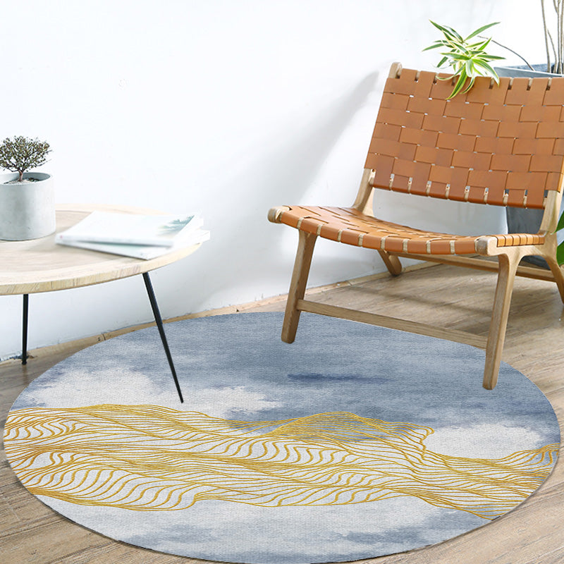 Contemporary Watercolor Pattern Rug with Swirl Stripe Multicolor Polyester Rug Non-Slip Backing Washable Pet Friendly Carpet for Bedroom Sky Blue Clearhalo 'Area Rug' 'Rugs' 'Shabby Chic' Rug' 1767170