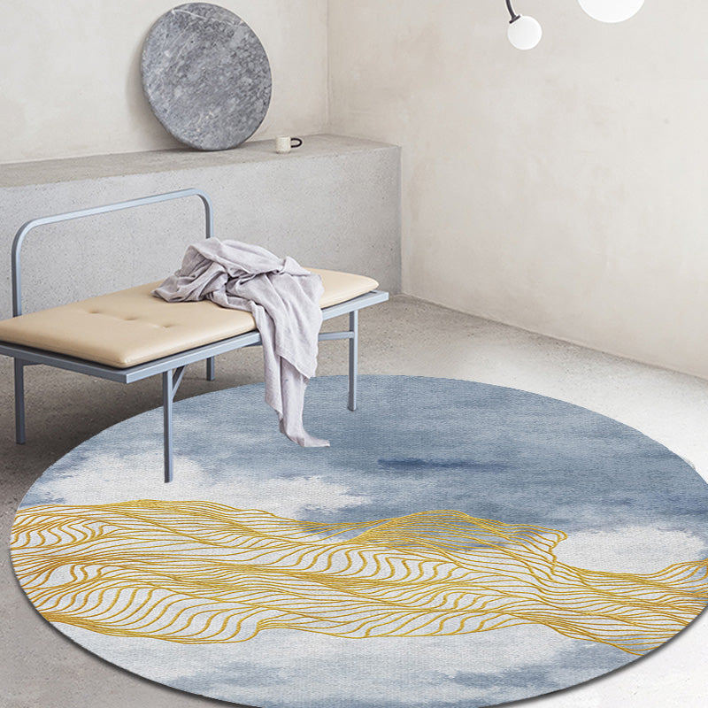 Contemporary Watercolor Pattern Rug with Swirl Stripe Multicolor Polyester Rug Non-Slip Backing Washable Pet Friendly Carpet for Bedroom Clearhalo 'Area Rug' 'Rugs' 'Shabby Chic' Rug' 1767171