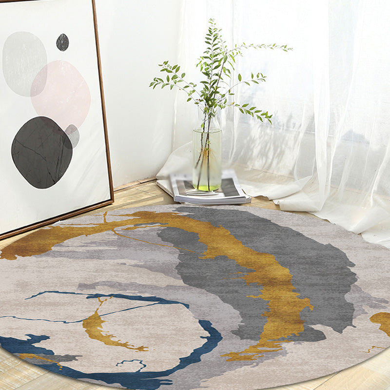 Contemporary Watercolor Pattern Rug with Swirl Stripe Multicolor Polyester Rug Non-Slip Backing Washable Pet Friendly Carpet for Bedroom Brown Clearhalo 'Area Rug' 'Rugs' 'Shabby Chic' Rug' 1767173