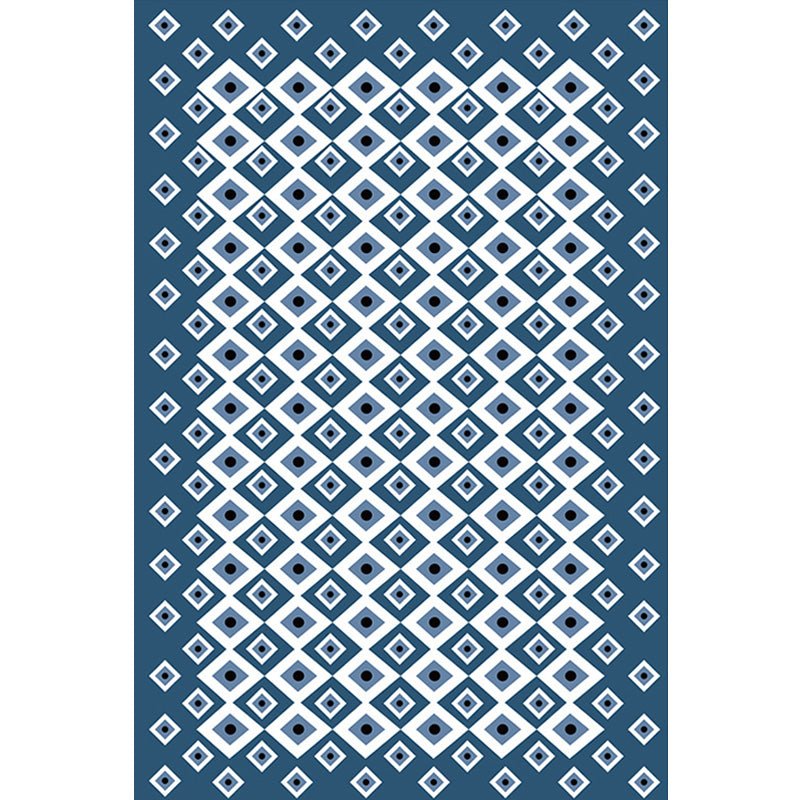 Retro Geometric Pattern Rug Blue Bohemian Rug Polyester Pet Friendly Non-Slip Backing Washable Area Rug for Living Room Clearhalo 'Area Rug' 'Bohemian' 'Rugs' Rug' 1767185