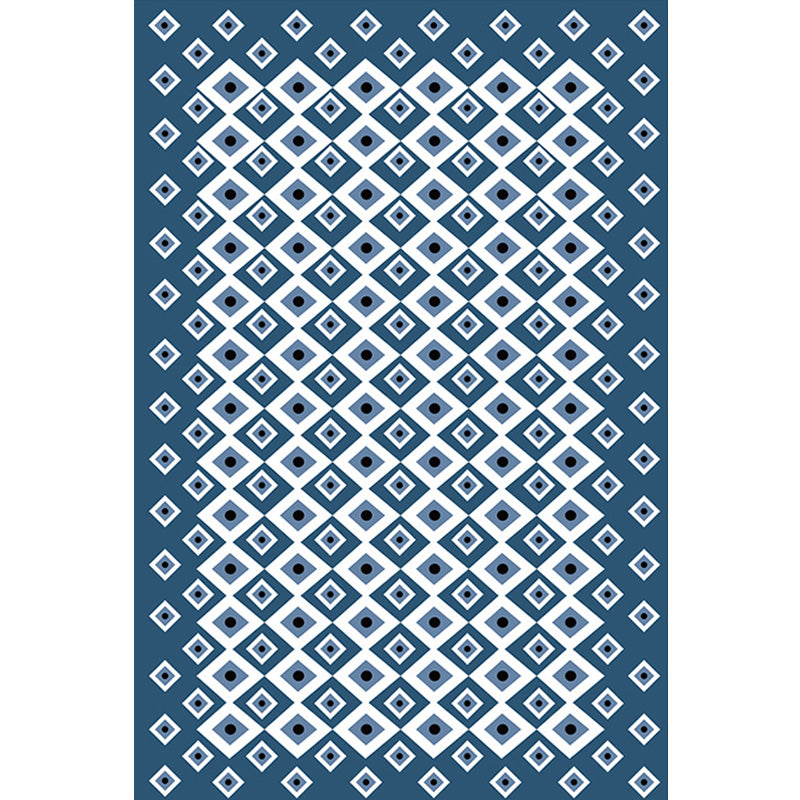 Retro Geometric Pattern Rug Blue Bohemian Rug Polyester Pet Friendly Non-Slip Backing Washable Area Rug for Living Room Clearhalo 'Area Rug' 'Bohemian' 'Rugs' Rug' 1767185