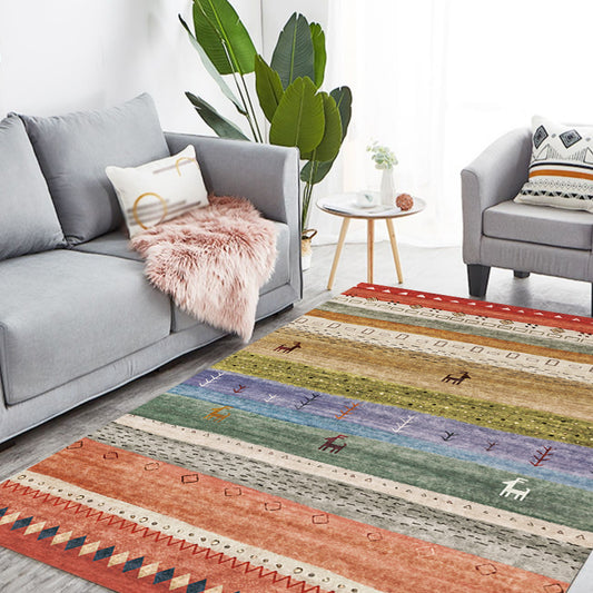 Bohemian Tribal Striped Pattern Rug Multicolor Polyester Rug Machine Washable Non-Slip Backing Area Rug for Living Room Clearhalo 'Area Rug' 'Bohemian' 'Rugs' Rug' 1767192