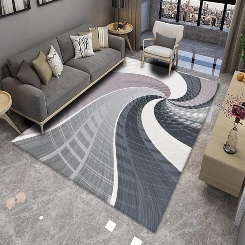 Multicolor Modernism Rug Polyester Swirl Stripe Pattern Rug Pet Friendly Machine Washable Anti-Slip Backing Carpet for Decoration Grey Clearhalo 'Area Rug' 'Modern' 'Rugs' Rug' 1767207