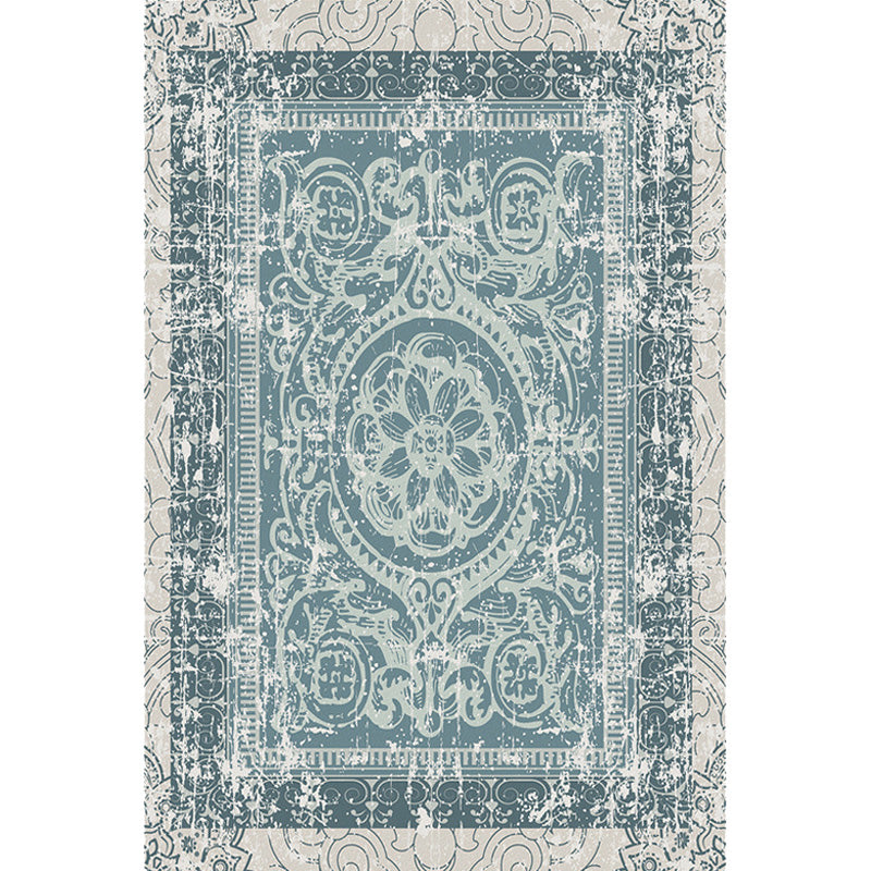 Green Moroccan Rug Polyester Medallion Pattern Rug Pet Friendly Washable Anti-Slip Backing Carpet for Decoration Clearhalo 'Area Rug' 'Rugs' 'Shabby Chic' Rug' 1767244