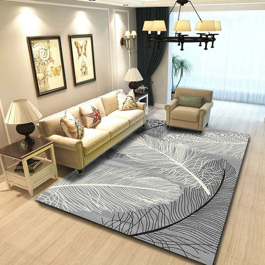 Nordic Feather Pattern Rug Multicolor Polyester Rug Washable Pet Friendly Non-Slip Area Rug for Living Room Grey Clearhalo 'Area Rug' 'Modern' 'Rugs' Rug' 1767265