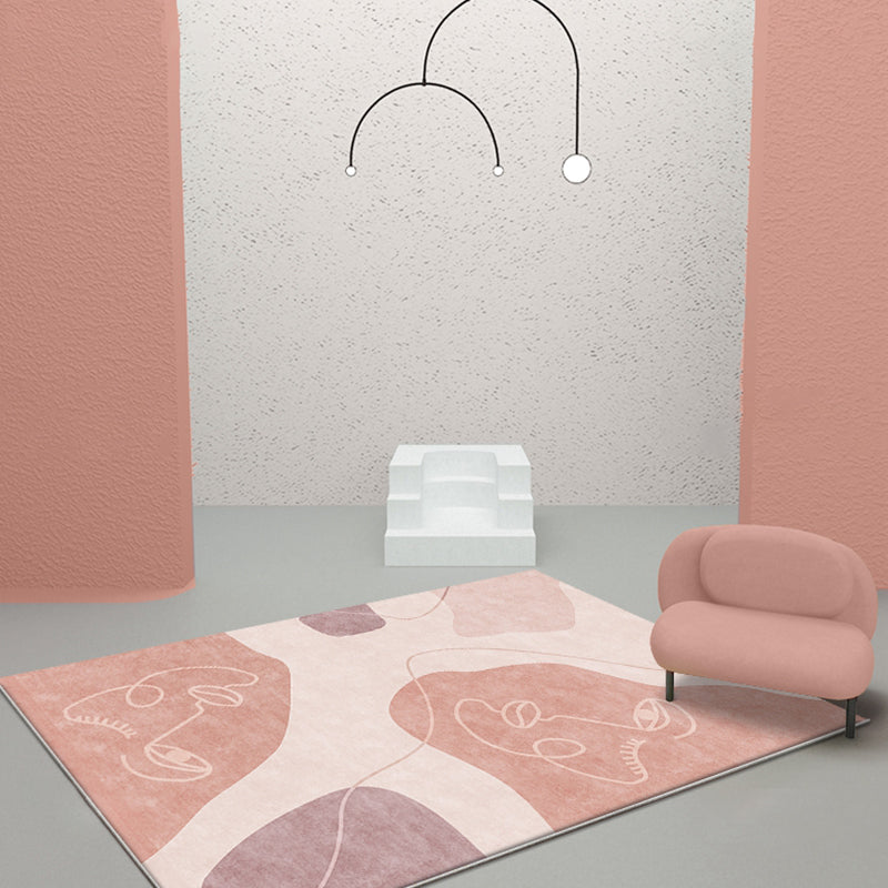 Modernist Abstract Rug Pink Polyester Rug Non-Slip Backing Washable Pet Friendly Carpet for Home Pink Clearhalo 'Area Rug' 'Rug' 1767288