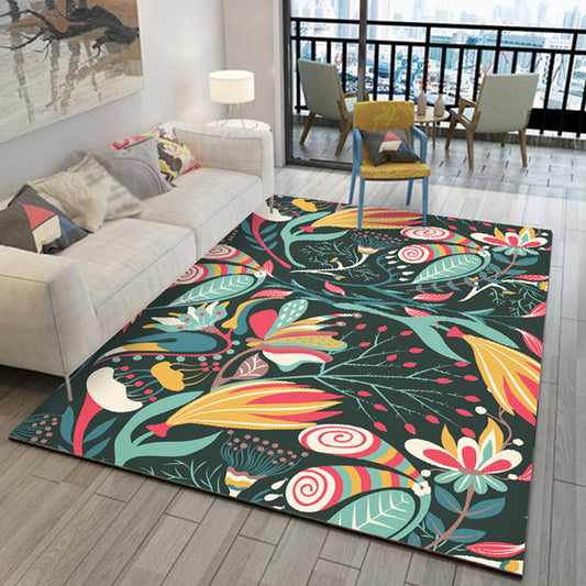 Multicolor Bohemian Rug Polyester Botanical Pattern Rug Pet Friendly Washable Anti-Slip Backing Carpet for Decoration Green Clearhalo 'Area Rug' 'Bohemian' 'Rugs' Rug' 1767296
