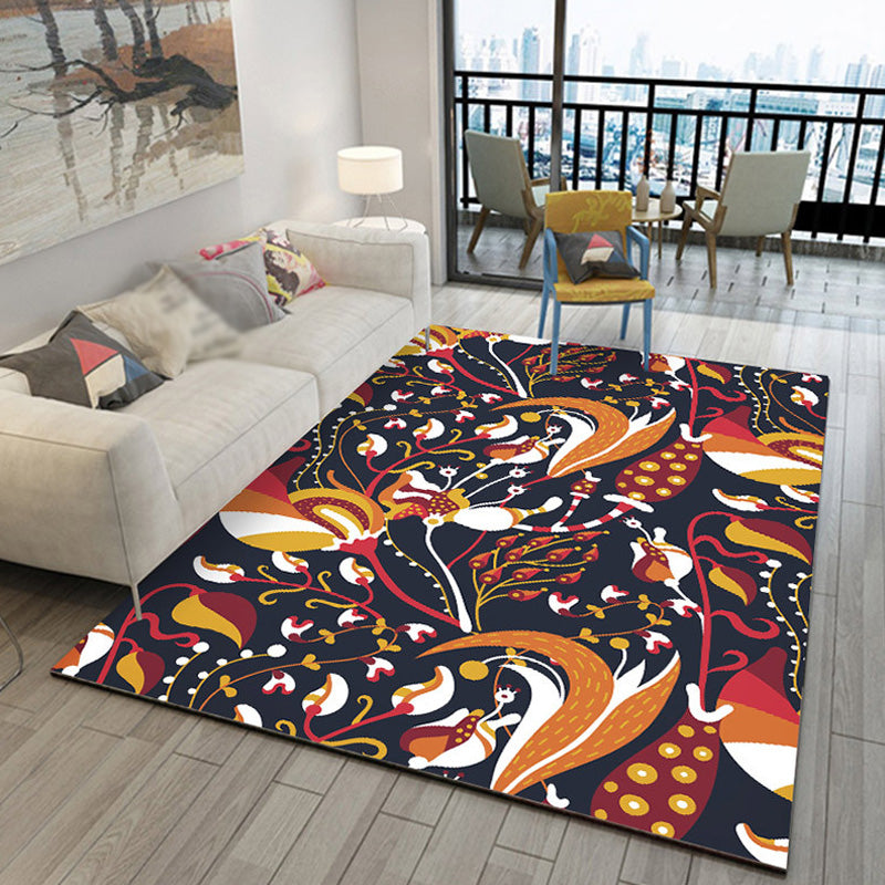 Multicolor Bohemian Rug Polyester Botanical Pattern Rug Pet Friendly Washable Anti-Slip Backing Carpet for Decoration Orange Clearhalo 'Area Rug' 'Bohemian' 'Rugs' Rug' 1767305