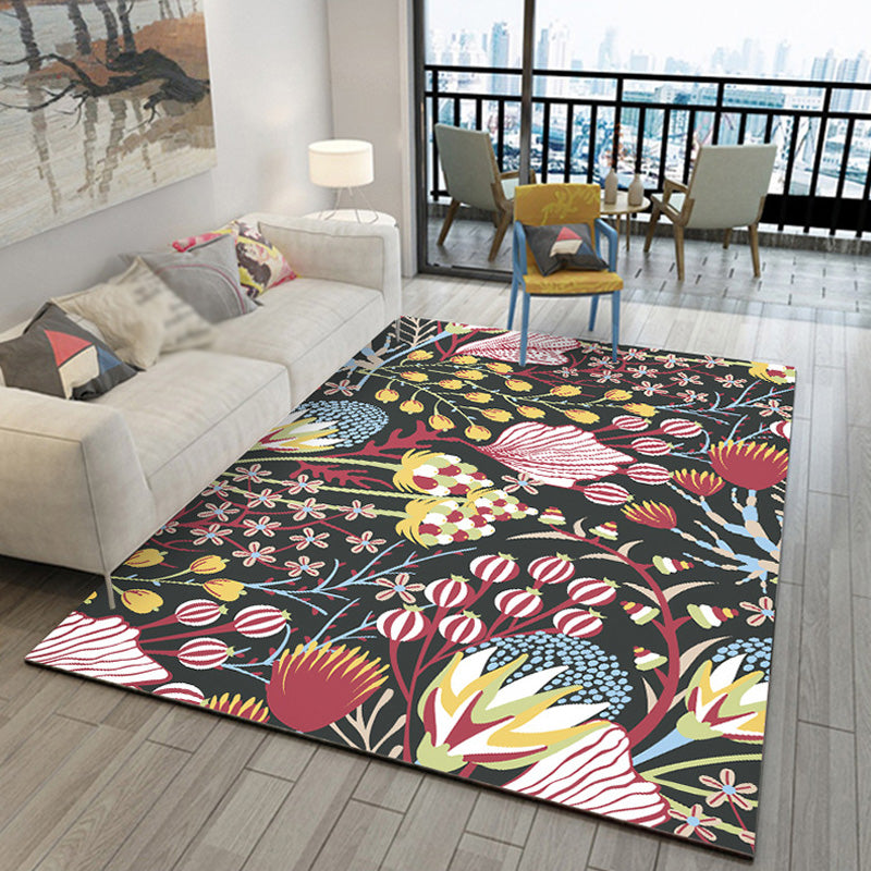 Multicolor Bohemian Rug Polyester Botanical Pattern Rug Pet Friendly Washable Anti-Slip Backing Carpet for Decoration Yellow Clearhalo 'Area Rug' 'Bohemian' 'Rugs' Rug' 1767306