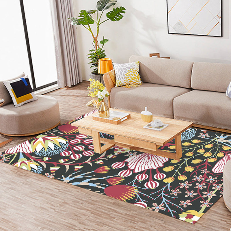 Multicolor Bohemian Rug Polyester Botanical Pattern Rug Pet Friendly Washable Anti-Slip Backing Carpet for Decoration Clearhalo 'Area Rug' 'Bohemian' 'Rugs' Rug' 1767307