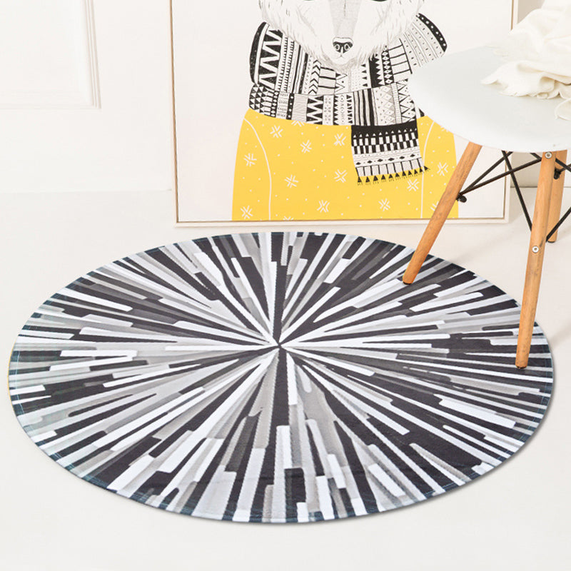 Casual Radial Geometry Pattern Rug Grey and Blue Novelty Rug Polyester Washable Pet Friendly Anti-Slip Carpet for Living Room Grey Clearhalo 'Area Rug' 'Modern' 'Rugs' Rug' 1767320