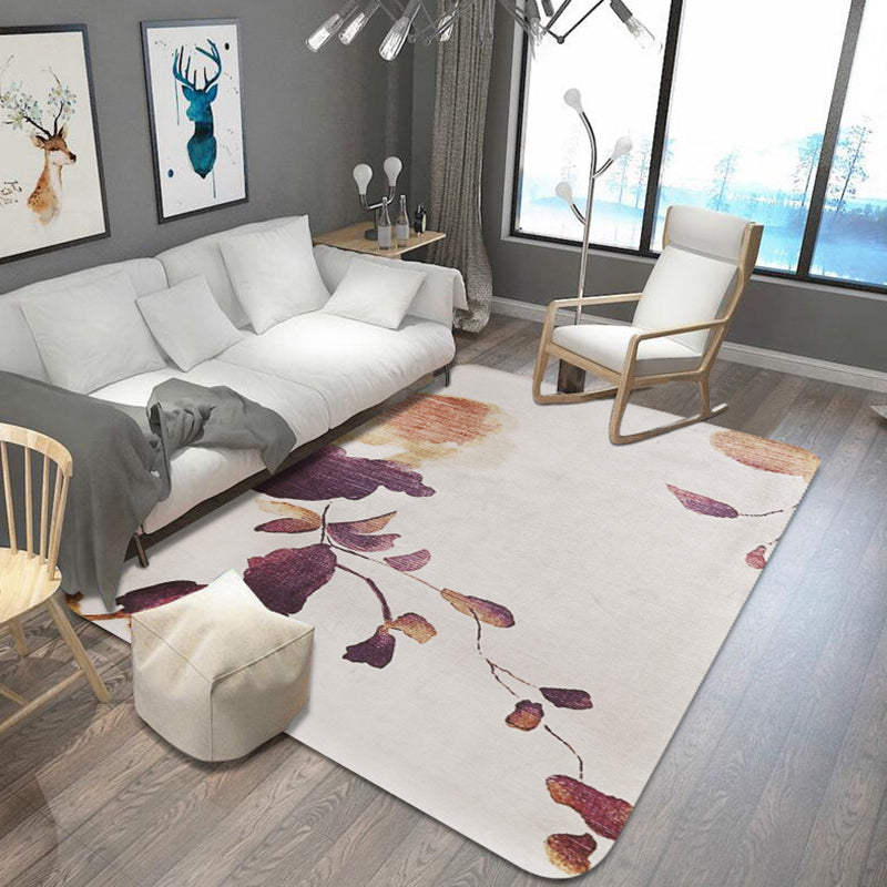 Stylish Leaf Pattern Rug Blue and Grey Oriental Rug Polyester Machine Washable Anti-Slip Carpet for Living Room Purple-Red Clearhalo 'Area Rug' 'Rugs' 'Shabby Chic' Rug' 1767333