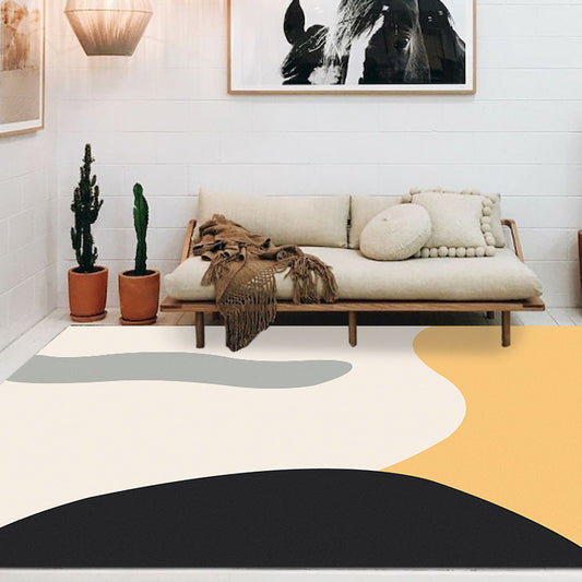 Modernist Colorblock Rug Beige and Yellow Polyester Rug Non-Slip Backing Washable Pet Friendly Carpet for Bedroom Clearhalo 'Area Rug' 'Modern' 'Rugs' Rug' 1767345