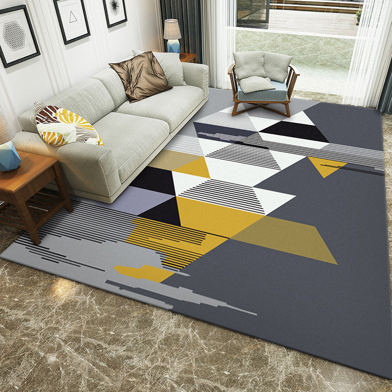 Funky Multicolor Contemporary Rug Polyester Colorblock Geometric Pattern Rug Washable Pet Friendly Non-Slip Carpet for Living Room Black Clearhalo 'Area Rug' 'Modern' 'Rugs' Rug' 1767356