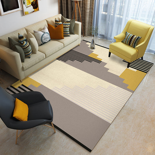 Funky Multicolor Contemporary Rug Polyester Colorblock Geometric Pattern Rug Washable Pet Friendly Non-Slip Carpet for Living Room Khaki Clearhalo 'Area Rug' 'Modern' 'Rugs' Rug' 1767359