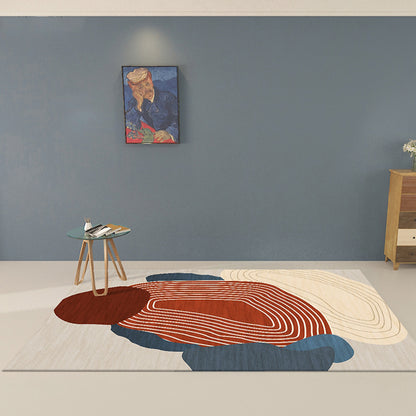 Red Swirl Stripe Pattern Rug Polyester Modern Rug Washable Anti-Slip Pet Friendly Area Rug for Living Room Red Clearhalo 'Area Rug' 'Rug' 1767360