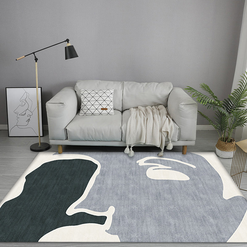 Unique Modernism Rug Grey and Black Colorblock Rug Pet Friendly Anti-Slip Washable Area Rug for Decoration Grey Clearhalo 'Area Rug' 'Rug' 1767368