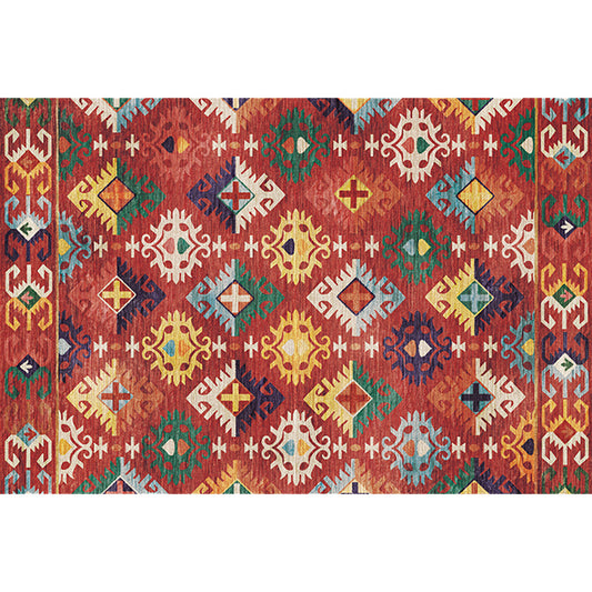 Stylish Geometric Pattern Rug with Flower White and Red Moroccan Rug Polyester Pet Friendly Non-Slip Backing Washable Area Rug for Living Room Clearhalo 'Area Rug' 'Rugs' 'Shabby Chic' Rug' 1767385