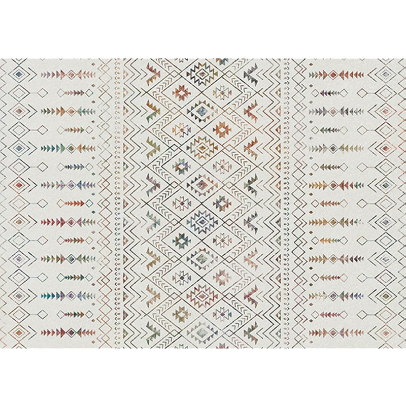 Stylish Geometric Pattern Rug with Flower White and Red Moroccan Rug Polyester Pet Friendly Non-Slip Backing Washable Area Rug for Living Room Clearhalo 'Area Rug' 'Rugs' 'Shabby Chic' Rug' 1767396