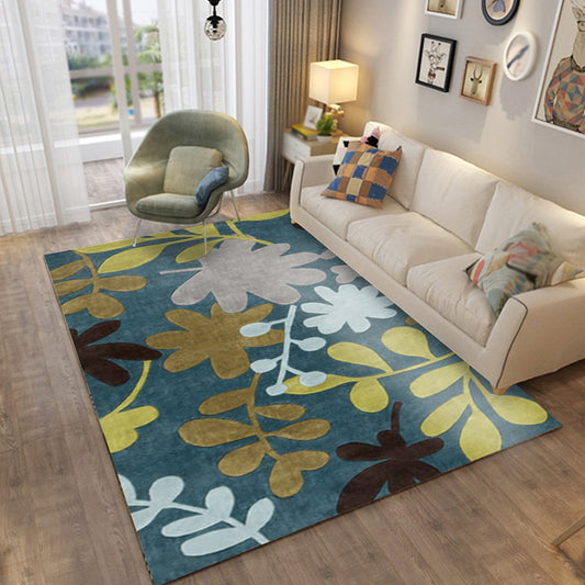 Bohemian Botanical Pattern Rug Multicolor Polyester Rug Washable Pet Friendly Anti-Slip Carpet for Living Room Peacock Green Clearhalo 'Area Rug' 'Bohemian' 'Rugs' Rug' 1767411