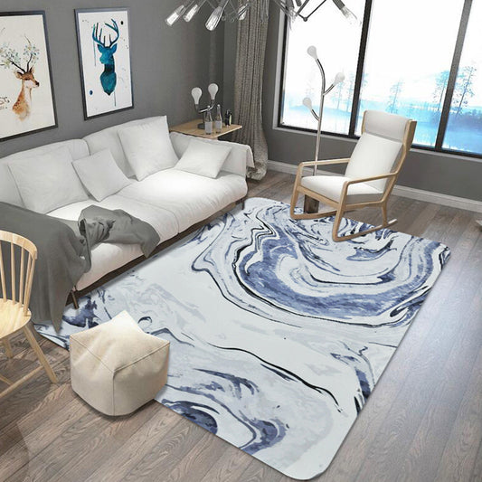 Blue Modernism Rug Polyester Watercolor Pattern Rug Pet Friendly Machine Washable Anti-Slip Backing Carpet for Decoration Blue Clearhalo 'Area Rug' 'Modern' 'Rugs' Rug' 1767435