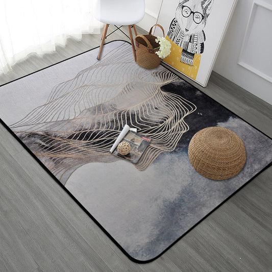 Stylish Watercolor Pattern Rug with Swirl Stripe Multicolor Novelty Rug Polyester Washable Anti-Slip Carpet for Living Room Grey Clearhalo 'Area Rug' 'Modern' 'Rugs' Rug' 1767447