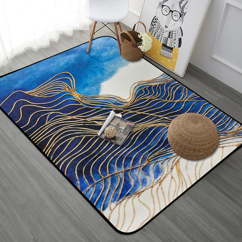 Stylish Watercolor Pattern Rug with Swirl Stripe Multicolor Novelty Rug Polyester Washable Anti-Slip Carpet for Living Room Purplish Blue Clearhalo 'Area Rug' 'Modern' 'Rugs' Rug' 1767448