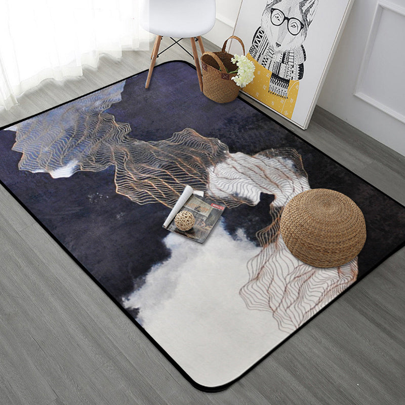 Stylish Watercolor Pattern Rug with Swirl Stripe Multicolor Novelty Rug Polyester Washable Anti-Slip Carpet for Living Room Black Clearhalo 'Area Rug' 'Modern' 'Rugs' Rug' 1767449