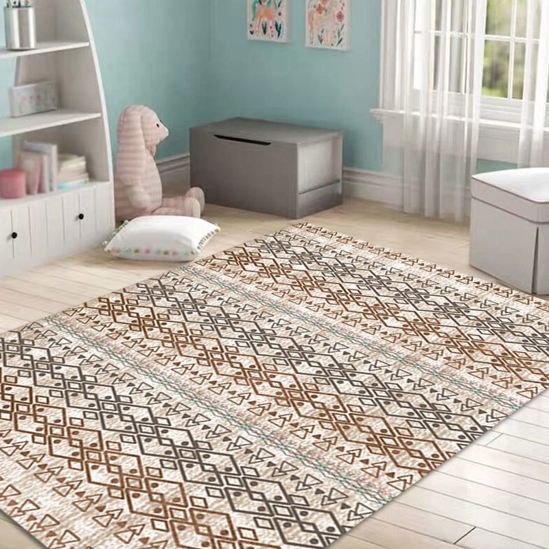 Bohemian Tribal Geometric Pattern Rug Orange and Yellow Polyester Rug Washable Pet Friendly Anti-Slip Carpet for Living Room Clearhalo 'Area Rug' 'Bohemian' 'Rugs' Rug' 1767471