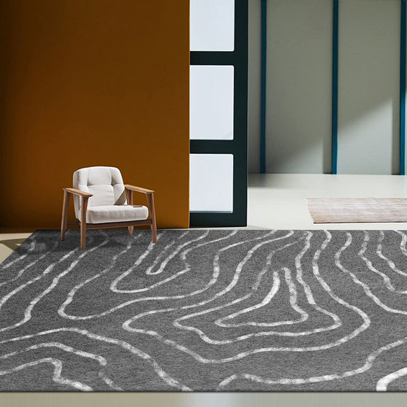 Modern Watercolor Pattern Rug with Swirl Stripe Multicolor Polyester Rug Washable Pet Friendly Non-Slip Area Rug for Living Room Dark Gray Clearhalo 'Area Rug' 'Modern' 'Rugs' Rug' 1767505