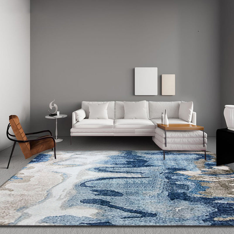 Creative Abstract Rug Blue Shabby Chic Rug Polyester Machine Washable Anti-Slip Backing Carpet for Living Room Clearhalo 'Area Rug' 'Rugs' 'Shabby Chic' Rug' 1767508