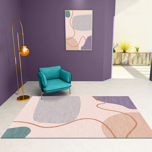 Modernist Colorblock Rug Pink Polyester Rug Non-Slip Backing Washable Pet Friendly Carpet for Home Clearhalo 'Area Rug' 'Rug' 1767529