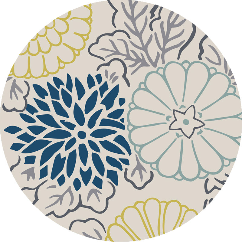 Moroccan Floral Pattern Rug Blue and Grey Polyester Rug Washable Pet Friendly Non-Slip Area Rug for Living Room Clearhalo 'Area Rug' 'Moroccan' 'Rugs' Rug' 1767537
