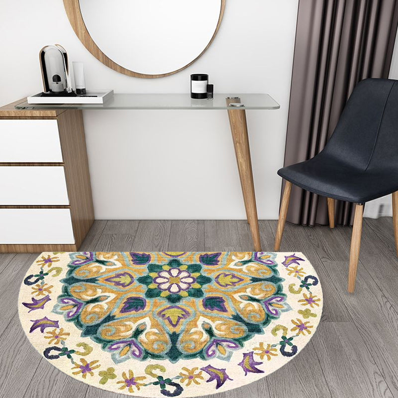 Bohemian Floral Pattern Rug Multicolor Polyester Rug Machine Washable Non-Slip Backing Area Rug for Living Room Yellow Clearhalo 'Area Rug' 'Moroccan' 'Rugs' Rug' 1767558