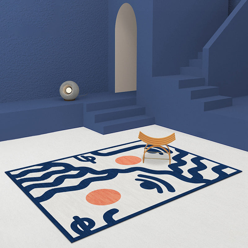 Blue Face Pattern Rug Polyester Modern Rug Washable Anti-Slip Pet Friendly Area Rug for Living Room Blue Clearhalo 'Area Rug' 'Rug' 1767603