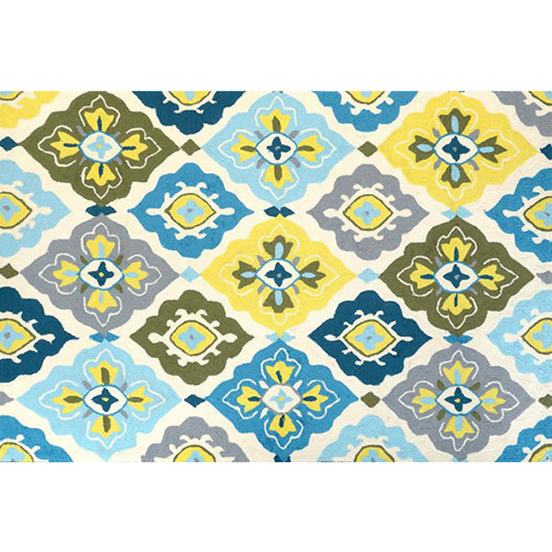 Retro Azulejo Pattern Rug Multicolor Polyester Rug Washable Pet Friendly Anti-Slip Carpet for Living Room Clearhalo 'Area Rug' 'Moroccan' 'Rugs' Rug' 1767613