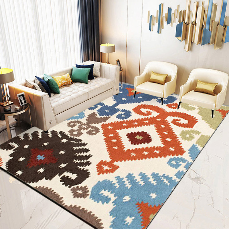 Retro Azulejo Pattern Rug Multicolor Polyester Rug Washable Pet Friendly Anti-Slip Carpet for Living Room Clearhalo 'Area Rug' 'Moroccan' 'Rugs' Rug' 1767621