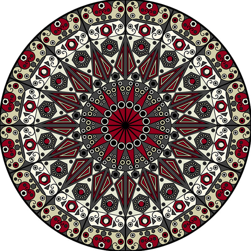 Moroccan Circle Pattern Rug with Flower Multicolor Polyester Rug Washable Pet Friendly Non-Slip Area Rug for Living Room Clearhalo 'Area Rug' 'Moroccan' 'Rugs' Rug' 1767635