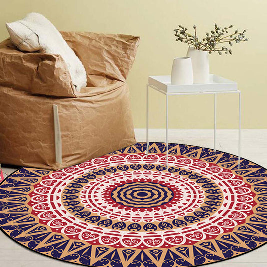 Moroccan Circle Pattern Rug with Flower Multicolor Polyester Rug Washable Pet Friendly Non-Slip Area Rug for Living Room Rust Red Clearhalo 'Area Rug' 'Moroccan' 'Rugs' Rug' 1767638