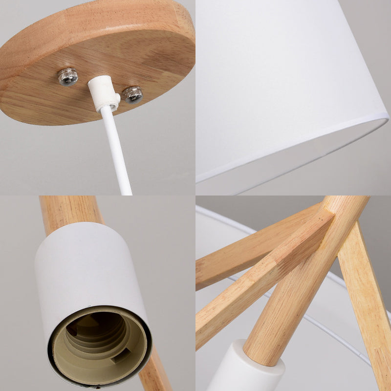 Modern Drum Pendant Light Fixture Fabric 1 Light Hanging Ceiling Light in White/Black Clearhalo 'Ceiling Lights' 'Modern Pendants' 'Modern' 'Pendant Lights' 'Pendants' Lighting' 176765