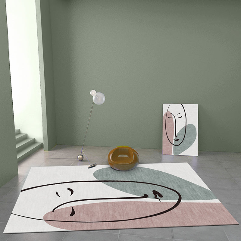 Stylish Modernism Rug Orange and Green Colorblock Character Pattern Rug Pet Friendly Anti-Slip Washable Area Rug for Decoration Green Clearhalo 'Area Rug' 'Rug' 1767681