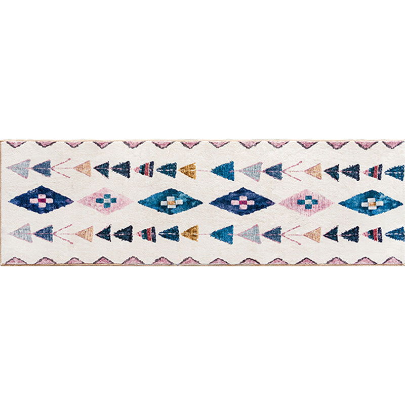 Bohemian Rhombus Pattern Rug White Polyester Rug Machine Washable Non-Slip Backing Area Rug for Bedroom Clearhalo 'Area Rug' 'Bohemian' 'Rugs' Rug' 1767712