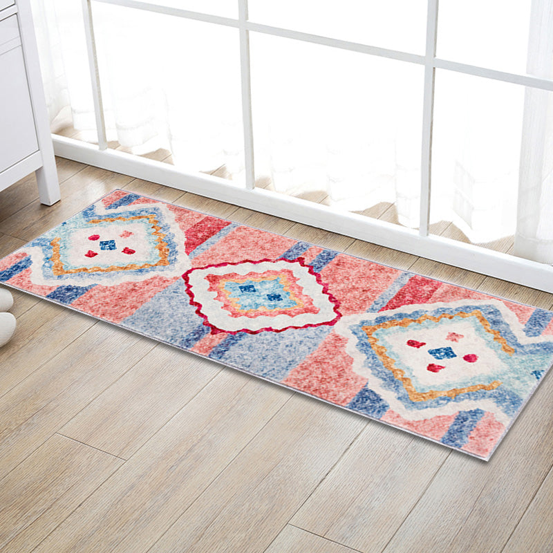 Bohemian Rhombus Pattern Rug White Polyester Rug Machine Washable Non-Slip Backing Area Rug for Bedroom Clearhalo 'Area Rug' 'Bohemian' 'Rugs' Rug' 1767714