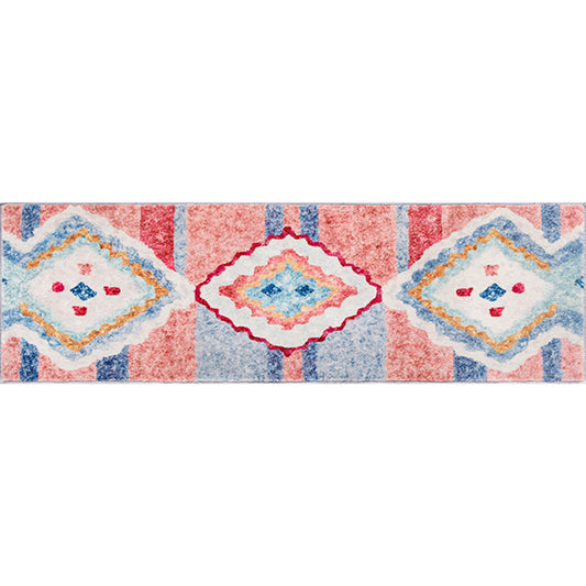 Bohemian Rhombus Pattern Rug White Polyester Rug Machine Washable Non-Slip Backing Area Rug for Bedroom Clearhalo 'Area Rug' 'Bohemian' 'Rugs' Rug' 1767715